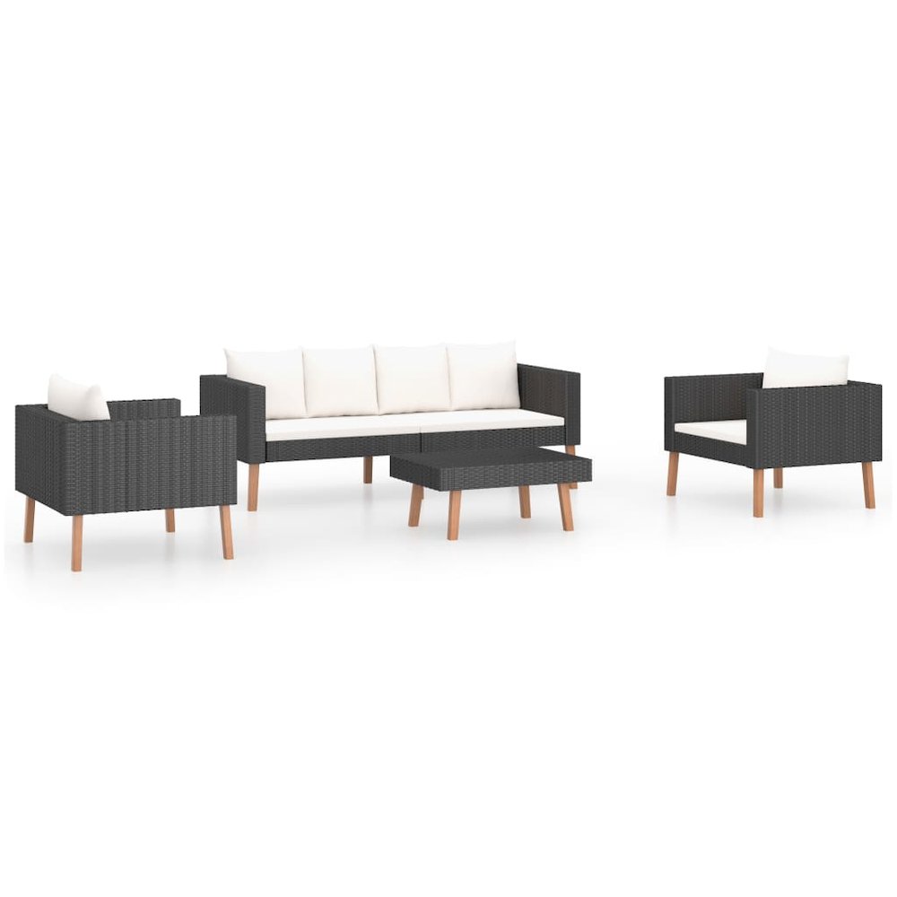 Garden Furniture Set Black, Cream White. Picture 2