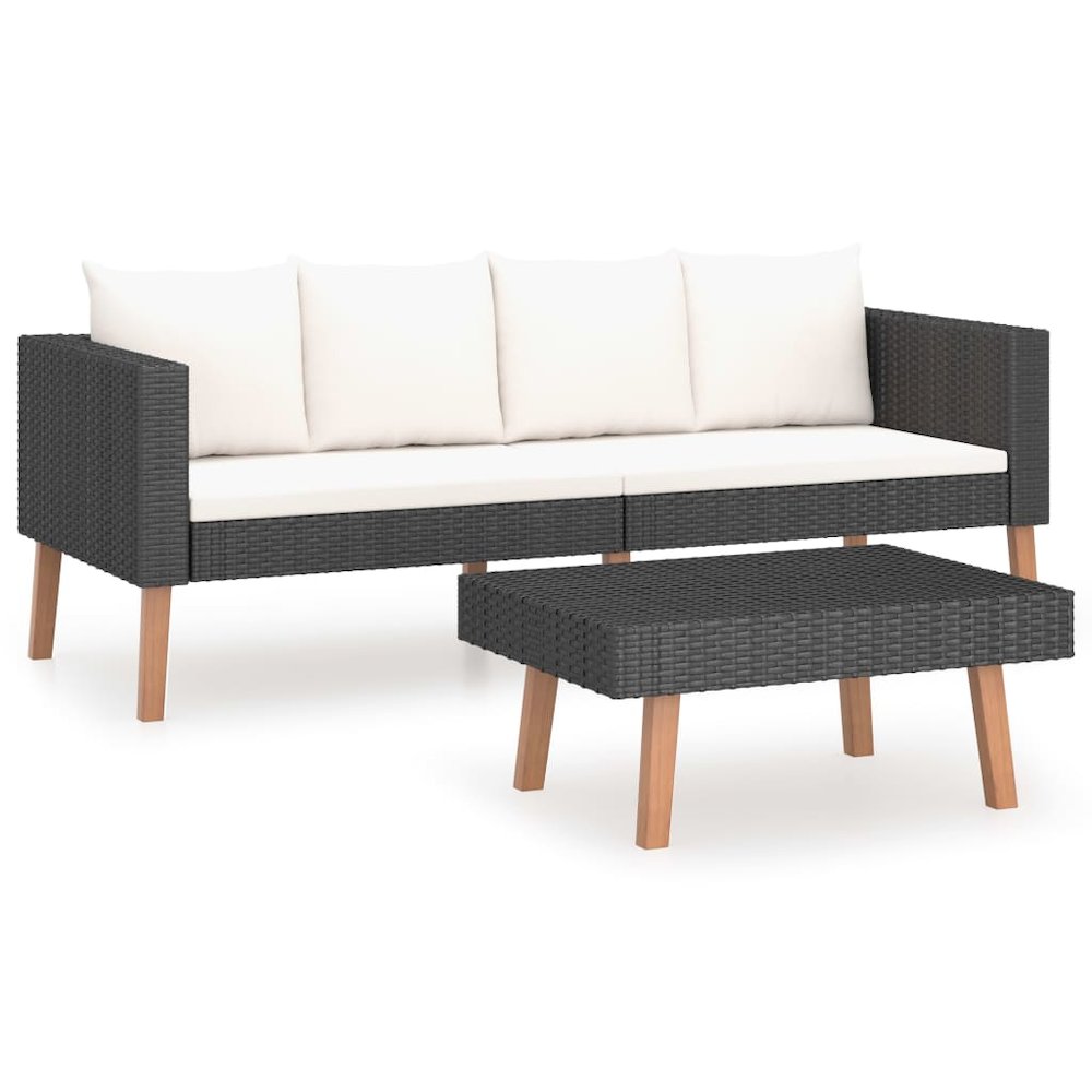 Garden Furniture Set Black PE rattan Medium Durable. Picture 2