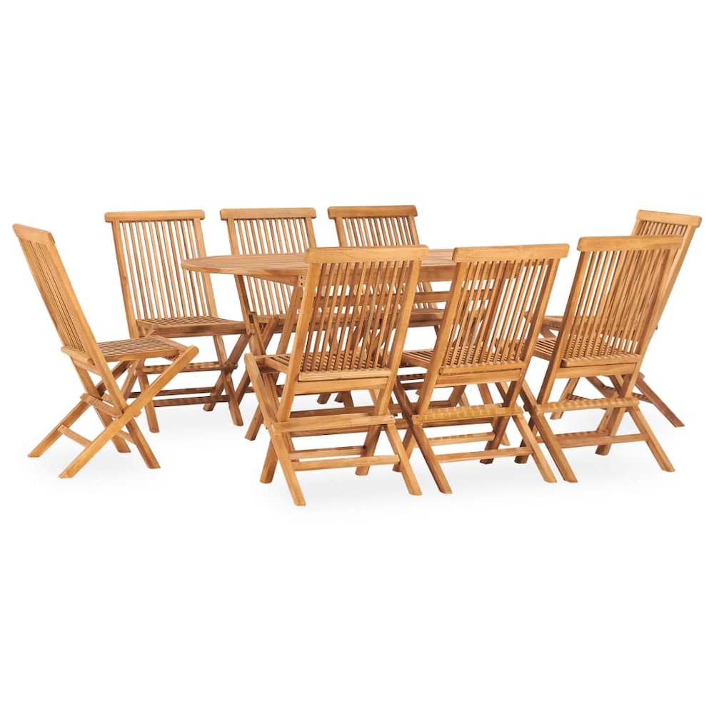 Outdoor Dining Set Natural Teak Smooth sanded teak hardwood. Picture 1