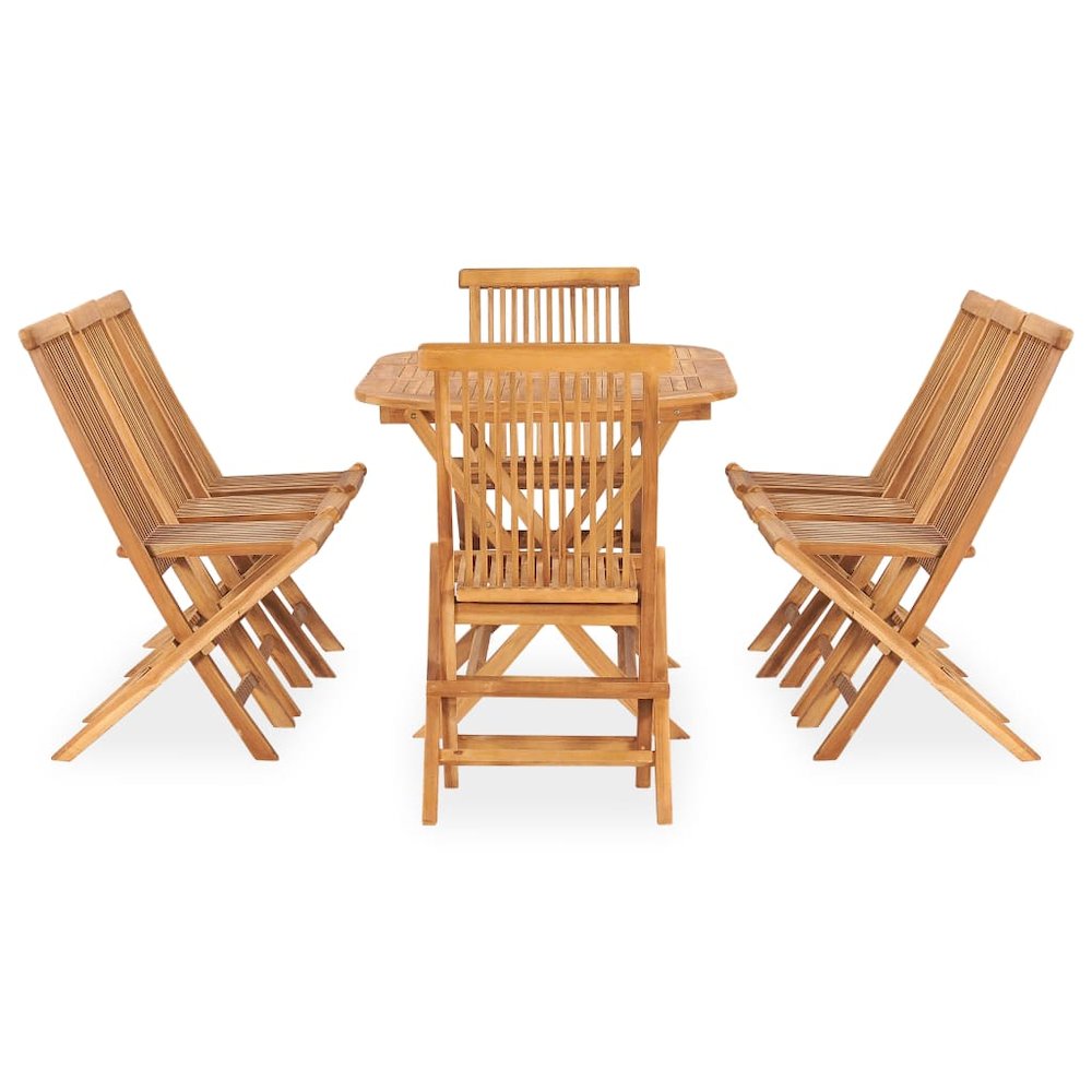 Outdoor Dining Set Natural Teak Smooth sanded teak hardwood. Picture 2