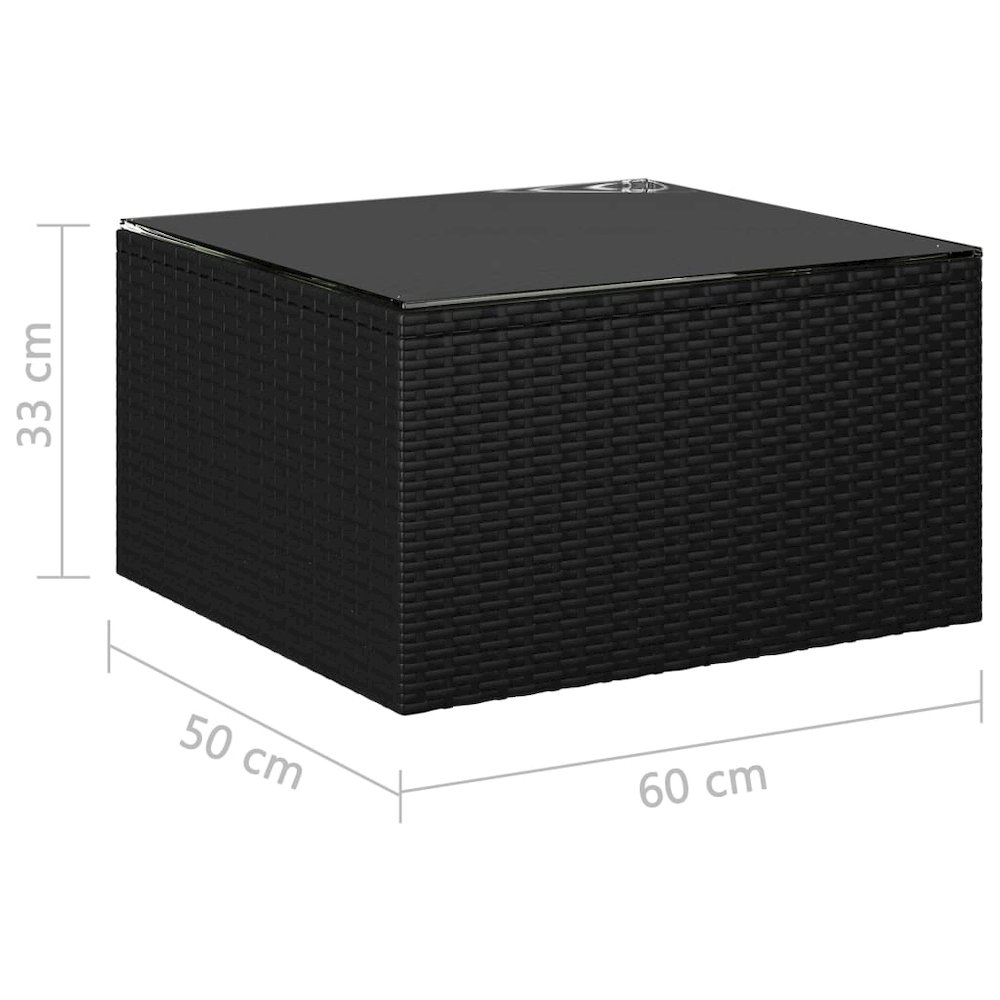Garden Lounge Set Black Poly Rattan, Powder-Coated Steel Large. Picture 12