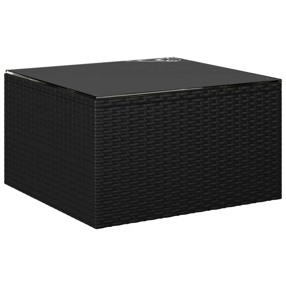 Garden Lounge Set Black Poly Rattan, Powder-Coated Steel Large. Picture 7