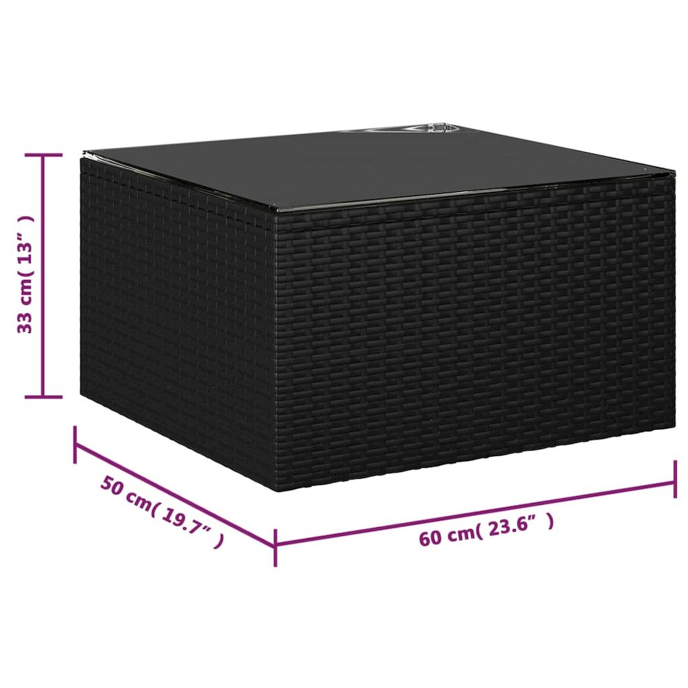 Garden Lounge Set Black Powder-coated steel, PE rattan, Polyester. Picture 12