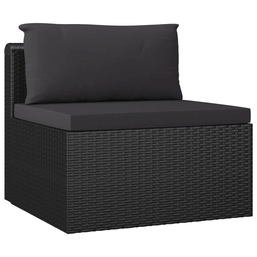 Garden Lounge Set Black Powder-coated steel, PE rattan, Polyester. Picture 5