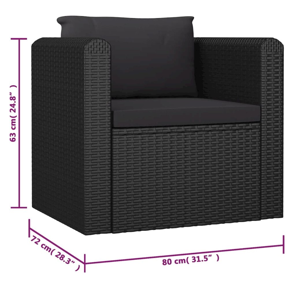 Garden Lounge Set Black. Picture 11