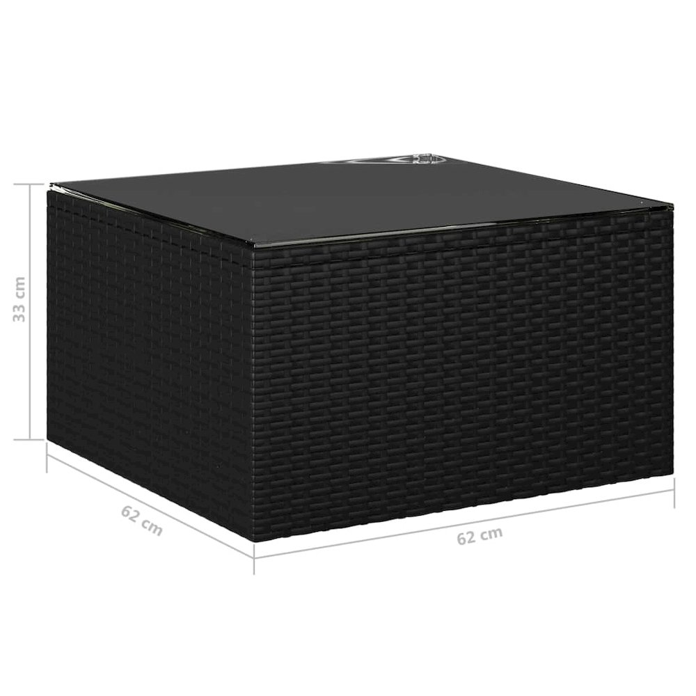 Garden Lounge Set Black PE Rattan, Powder-Coated Steel, Polyester. Picture 12