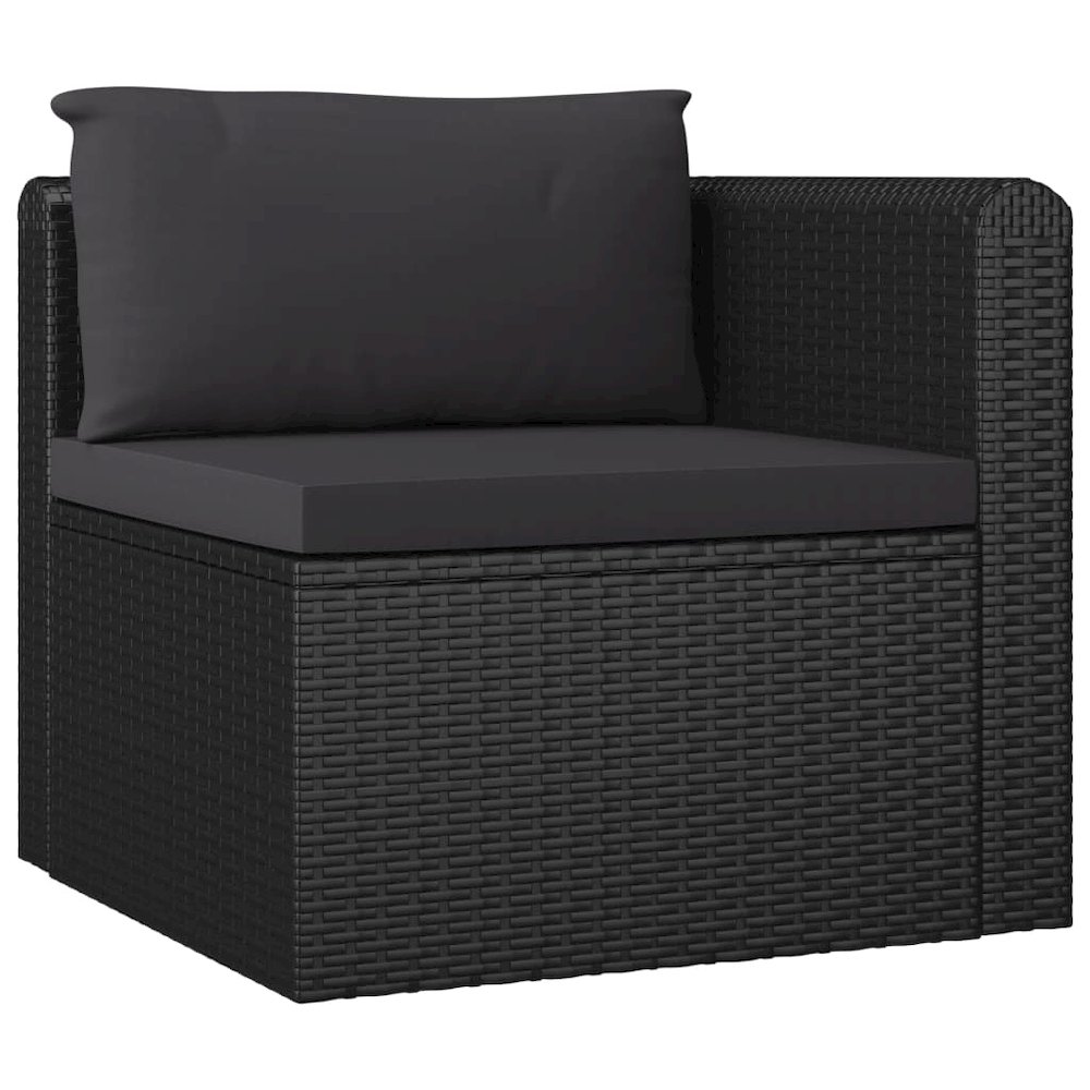 Garden Lounge Set Black PE Rattan, Powder-Coated Steel, Polyester. Picture 5