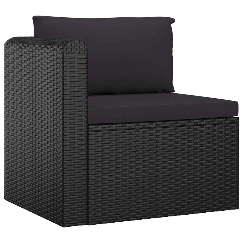 Garden Lounge Set Black PE Rattan, Powder-Coated Steel, Polyester. Picture 6