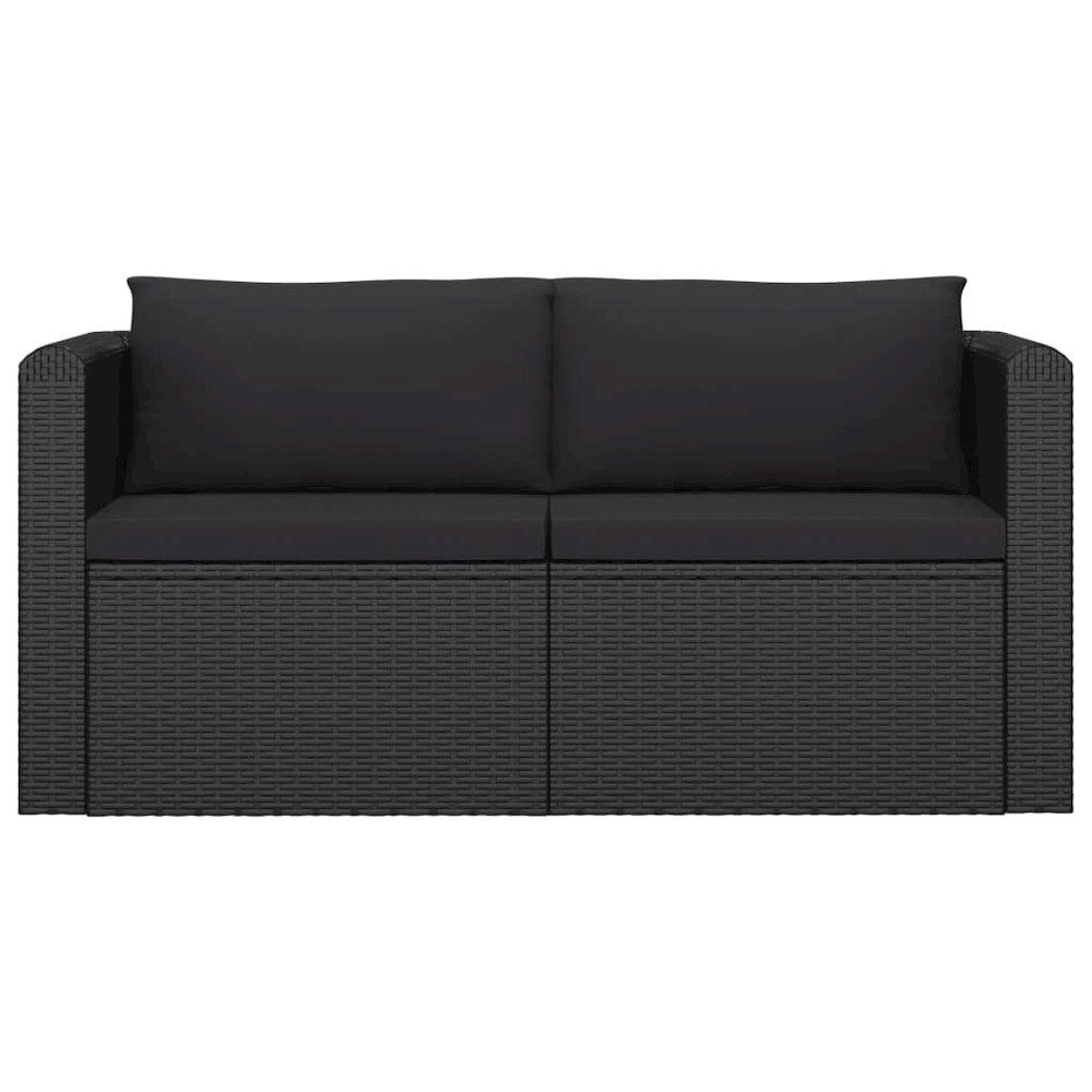 Garden Lounge Set Black PE Rattan, Powder-Coated Steel, Polyester. Picture 8
