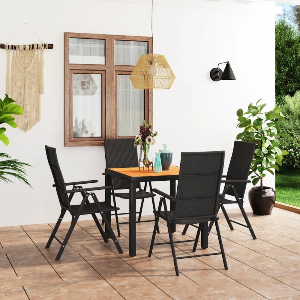 Dining Set Black and Brown PE Rattan, WPC, Aluminum Standard. Picture 1