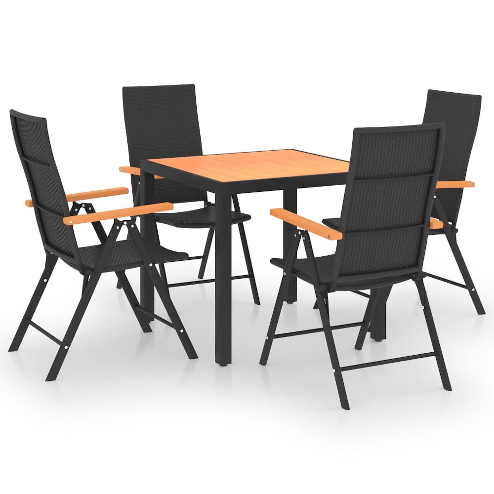 Dining Set Black and Brown PE rattan Standard Size Durable. Picture 2