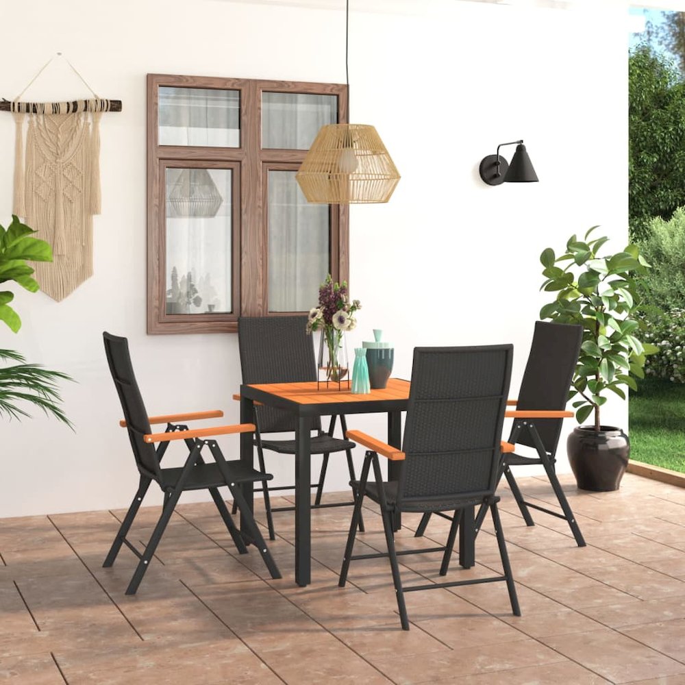 Dining Set Black and Brown PE rattan Standard Size Durable. Picture 1