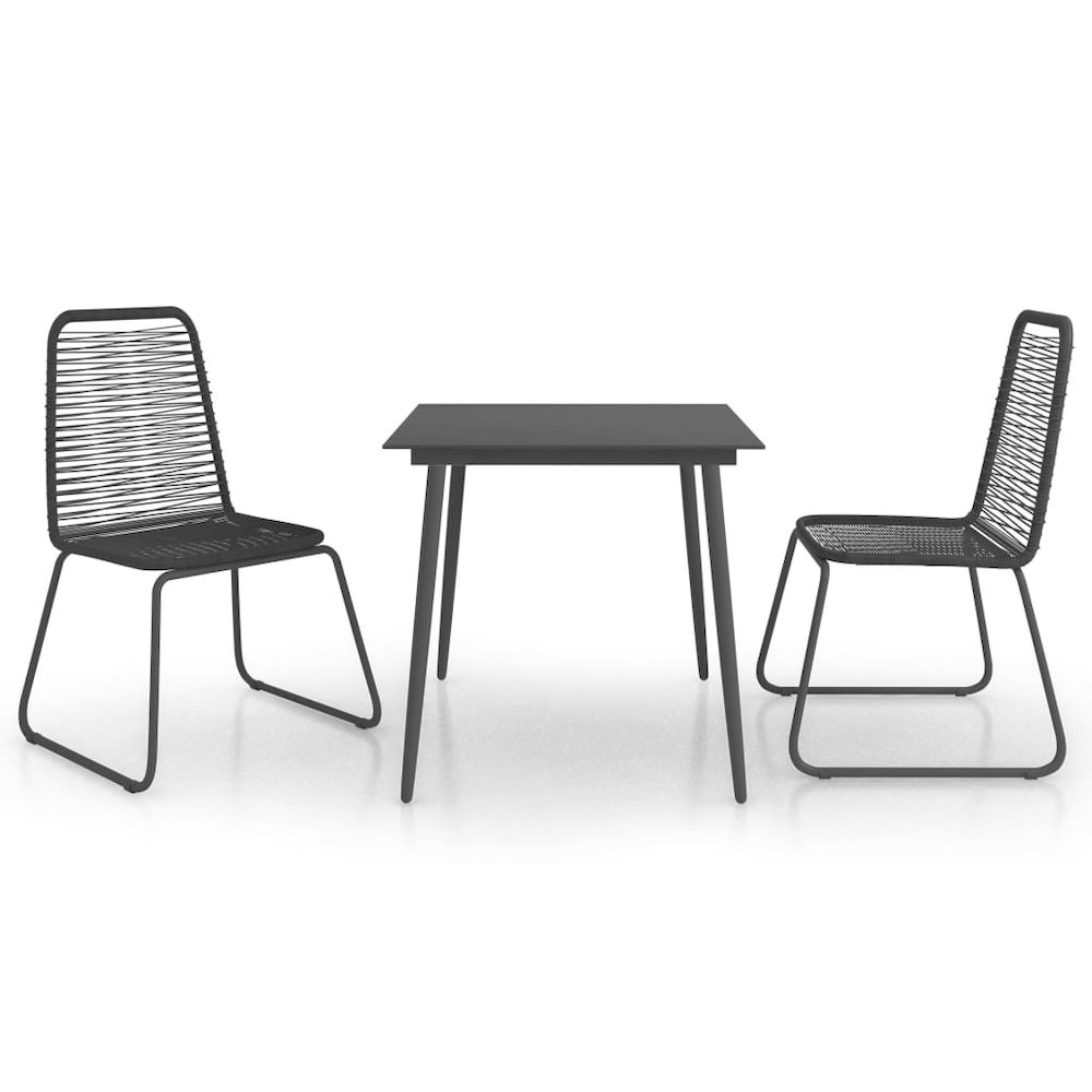Dining Set Black PVC Rattan Compact Lightweight Dining Set. Picture 2