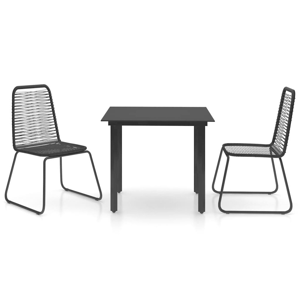 Dining Set Black PVC rattan, powder-coated steel, glass Standard. Picture 2