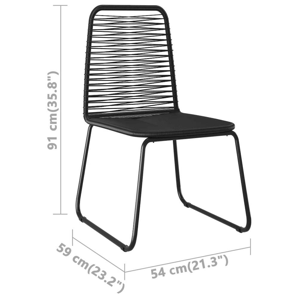 Dining Set Black PVC rattan, powder-coated steel, glass Standard. Picture 10
