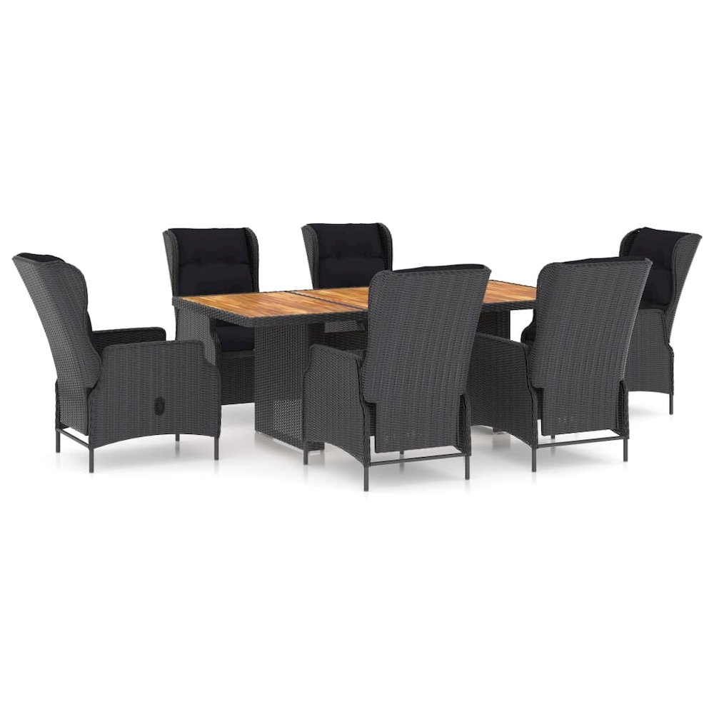 Outdoor Dining Set Dark grey Round PE rattan Large. Picture 2