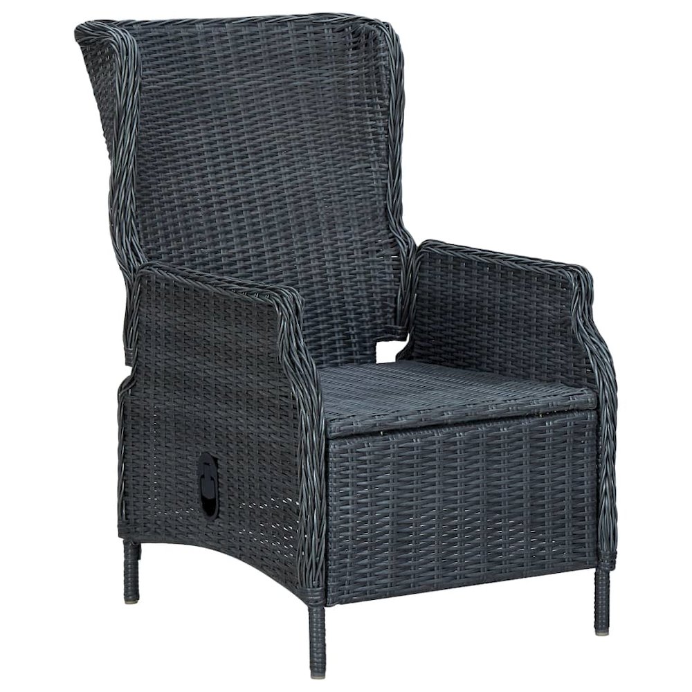 Outdoor Dining Set Dark grey Round PE rattan Large. Picture 7
