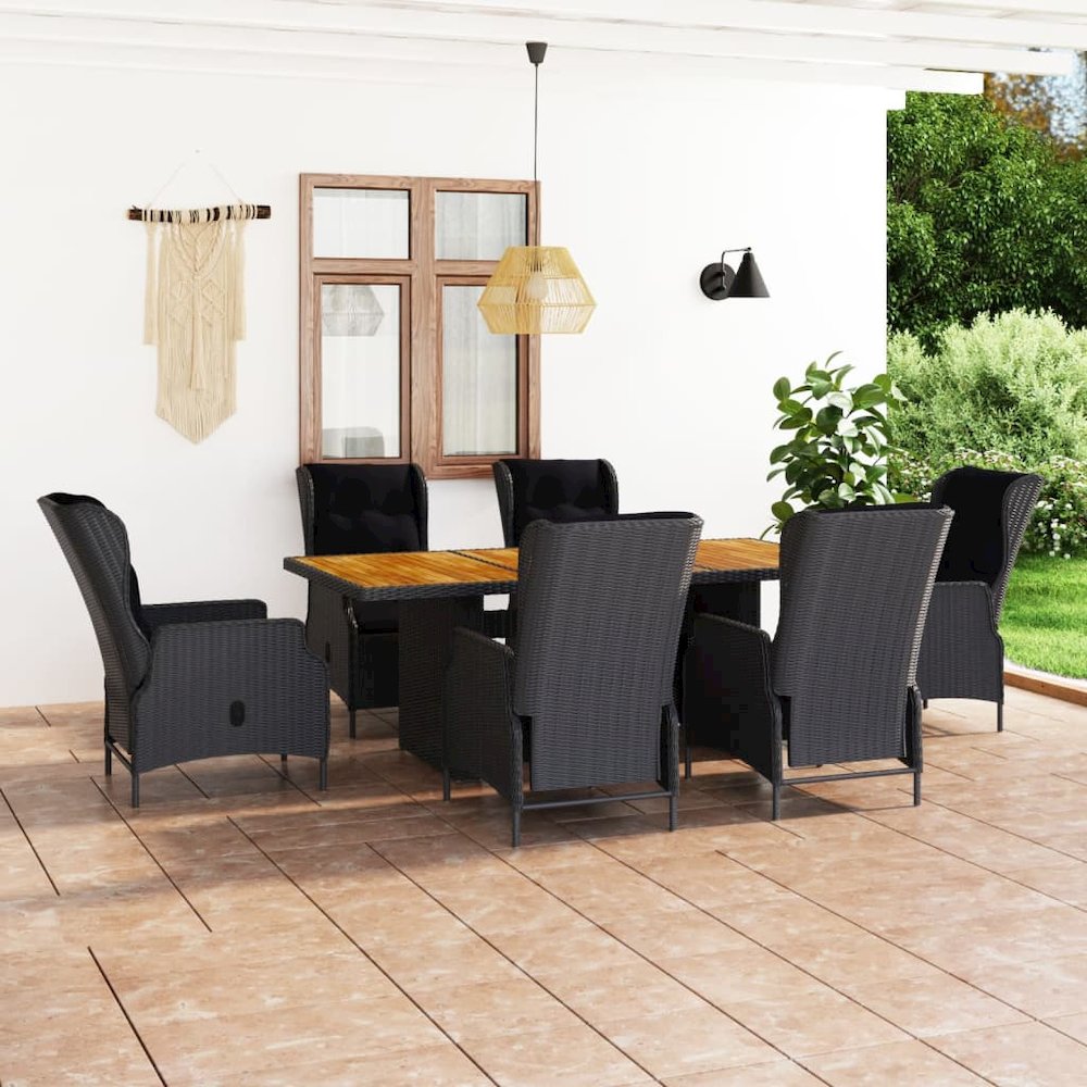 Outdoor Dining Set Dark grey Round PE rattan Large. Picture 1