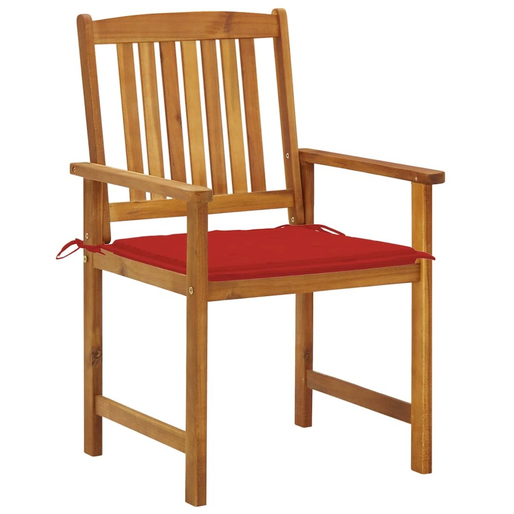 Garden Chair Set of 2 Red Solid Acacia wood, Polyester Standard. Picture 2