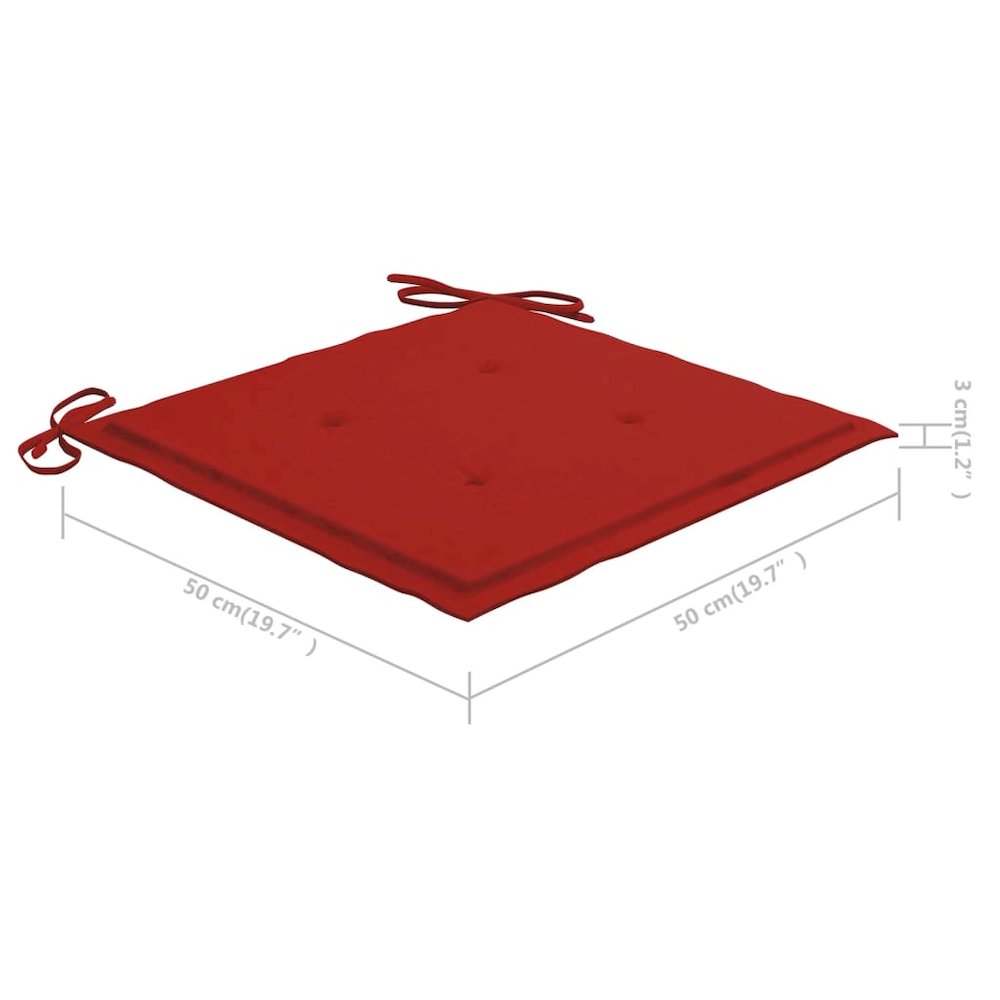 Garden Chair Set of 2 Red Solid Acacia wood, Polyester Standard. Picture 12