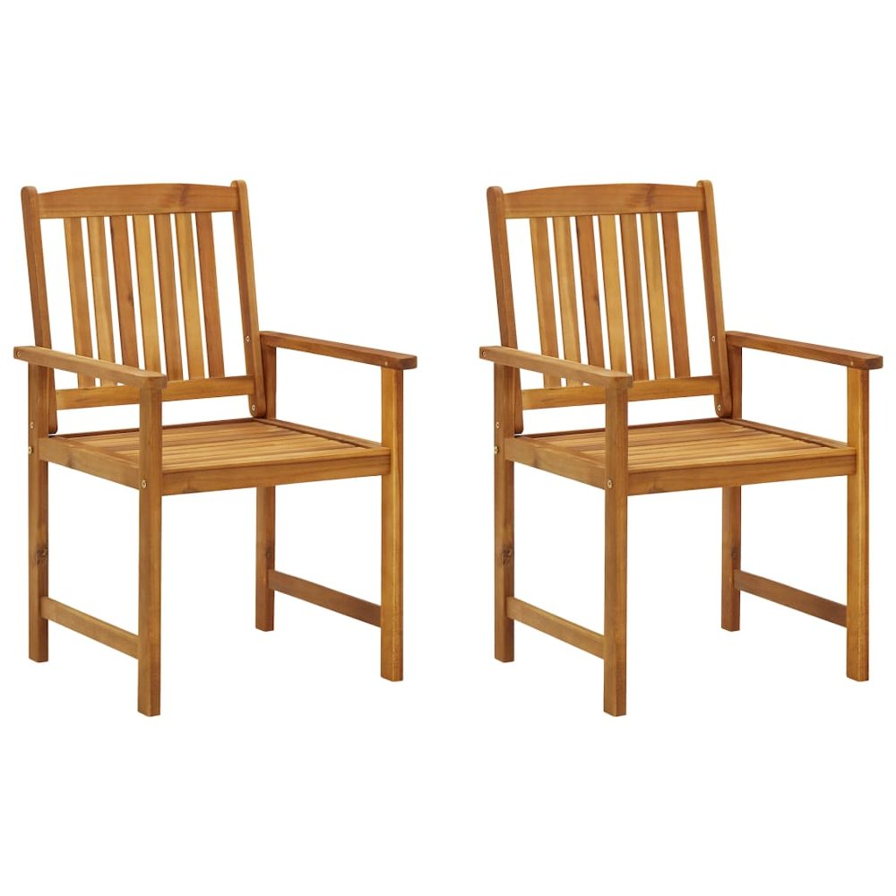 Garden Chair Set of 2 Red Solid Acacia wood, Polyester Standard. Picture 3
