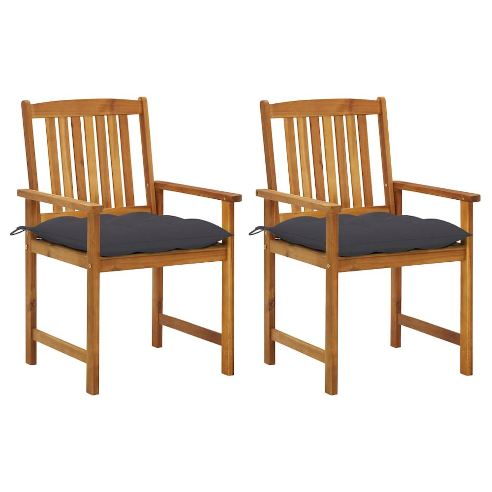 Garden Chair Set of 2 Anthracite (cushions), Natural wood (chair). Picture 1