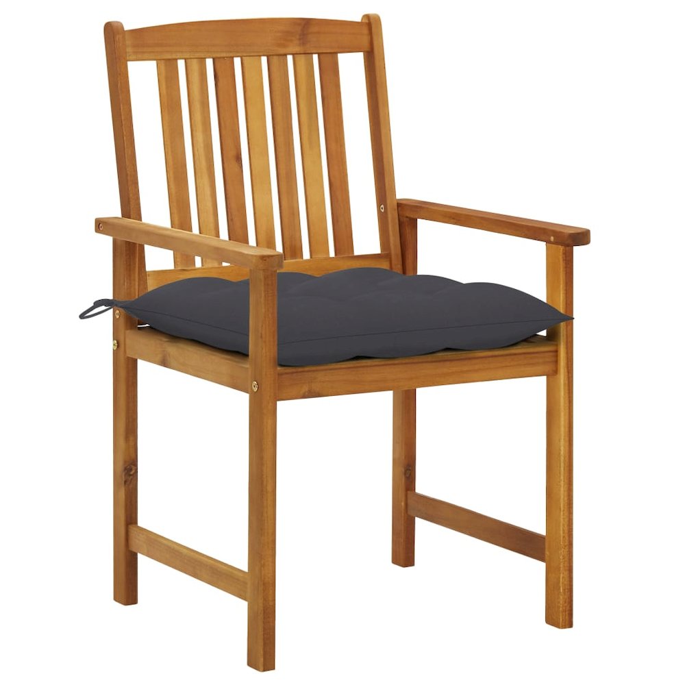Garden Chair Set of 2 Anthracite (cushions), Natural wood (chair). Picture 2
