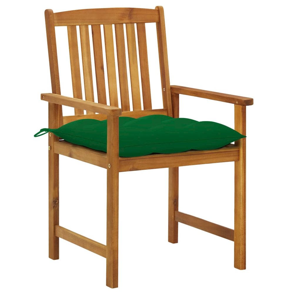 Patio Chair Set of 2 Green Solid Acacia Wood Standard Durable. Picture 2