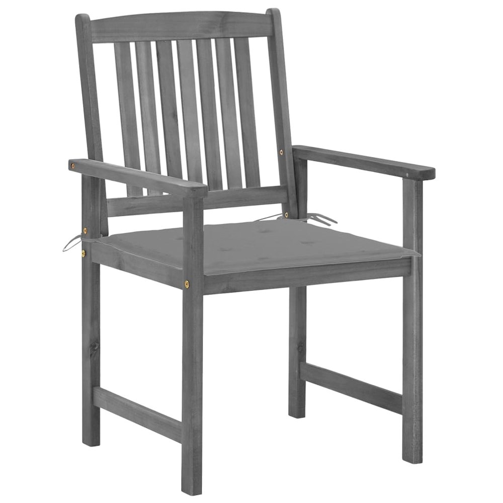 Garden Chair Set of 4 Grey Solid Acacia wood Standard. Picture 3