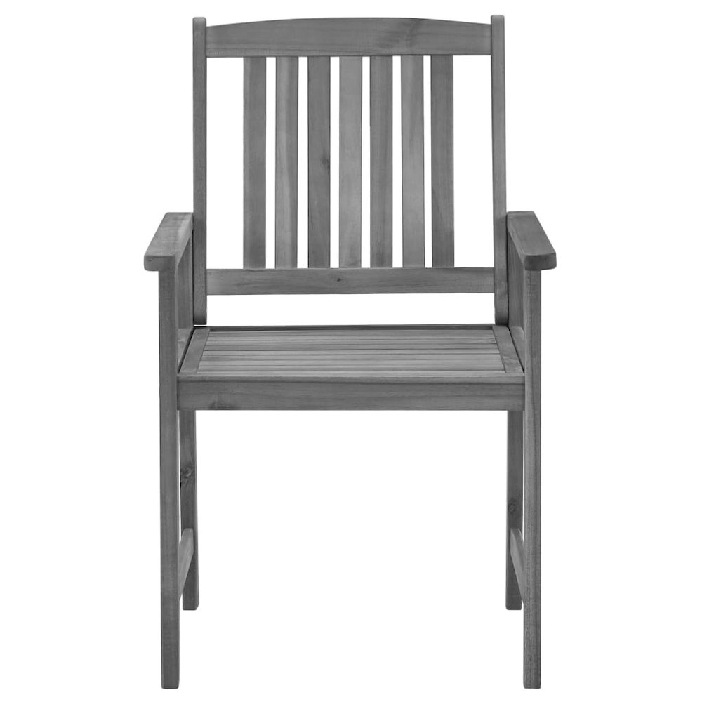 Garden Chair Set of 4 Grey Solid Acacia wood Standard. Picture 5