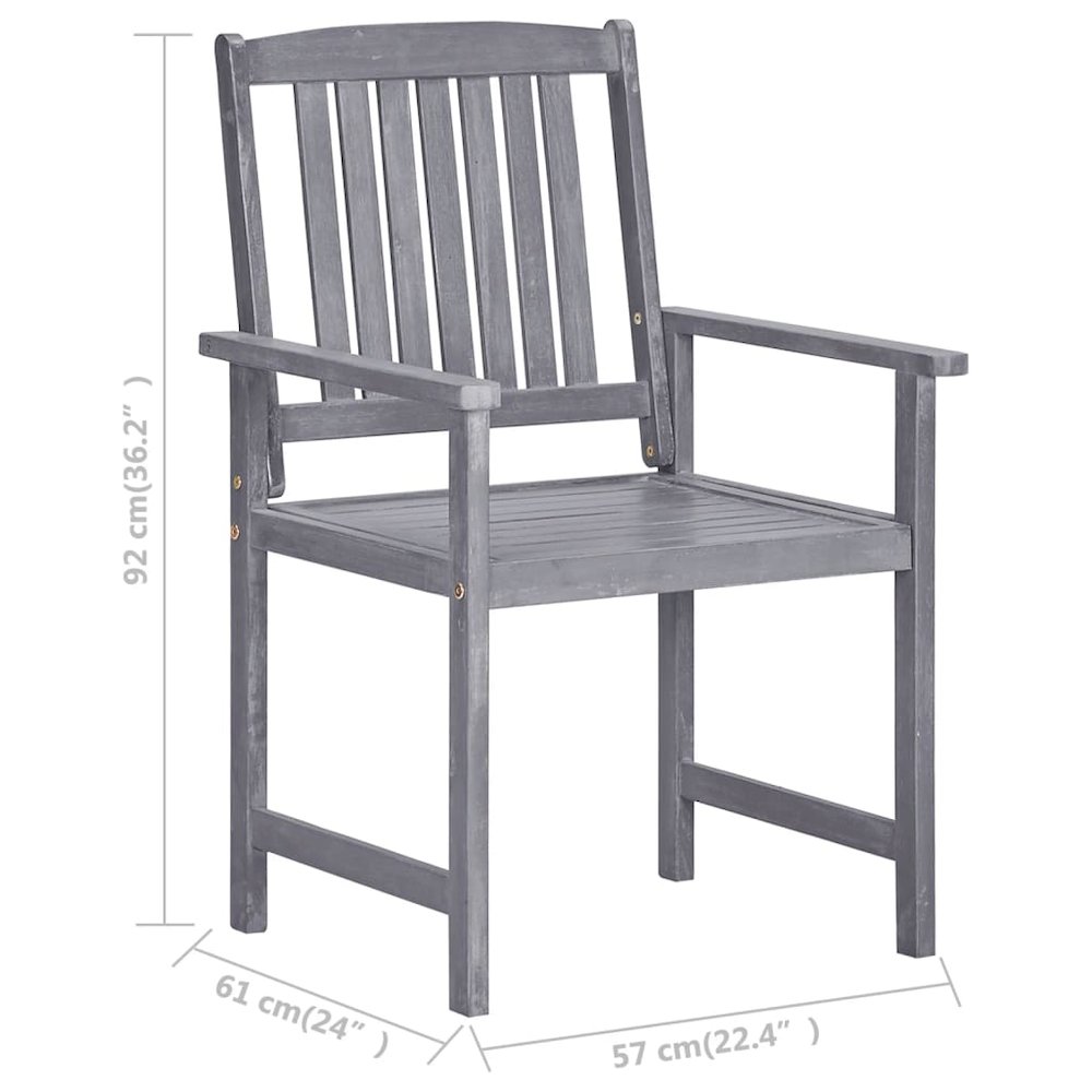 Garden Chair Set of 4 Grey Solid Acacia wood Standard Durable. Picture 11