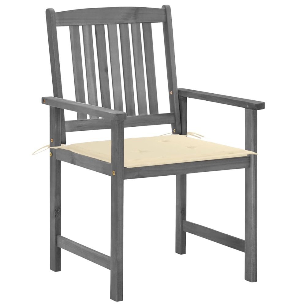 Garden Chair Set of 4 Grey Solid Acacia wood Standard Durable. Picture 3