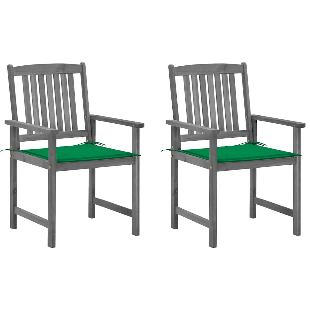 Garden Chair Set of 2 Grey Solid Acacia wood Medium Durable. Picture 1