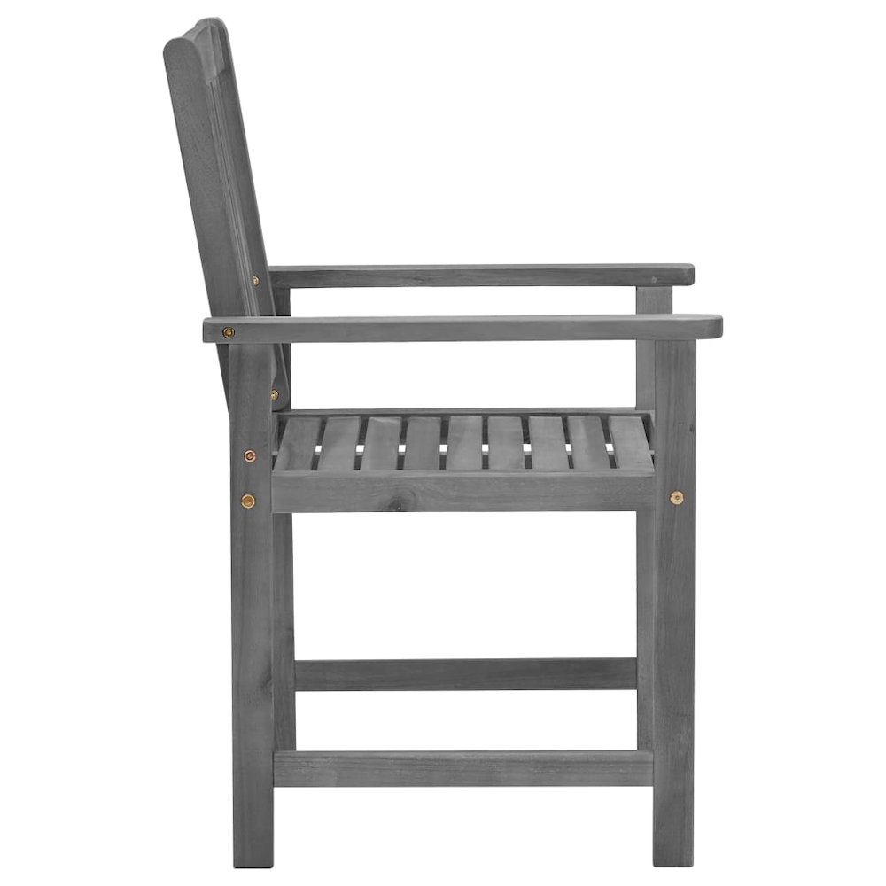 Garden Chair Set of 2 Grey Solid Acacia wood Medium Durable. Picture 6