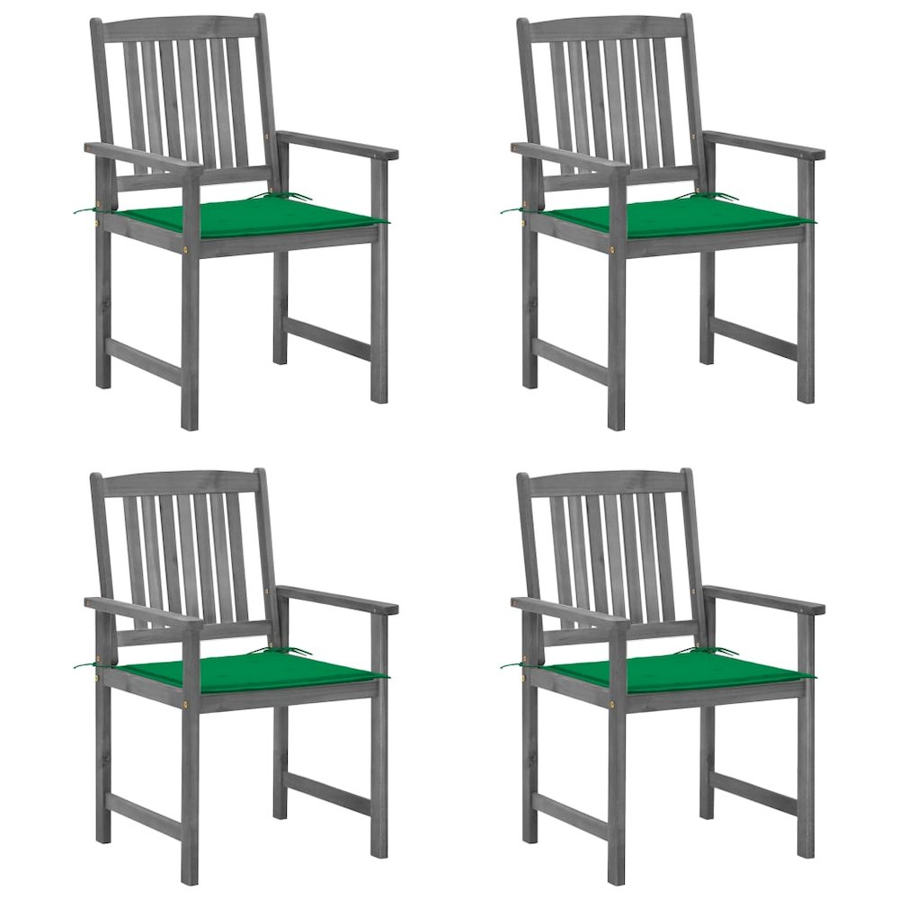 Patio Chair Set of 4 Gray Solid Acacia wood Standard Durable. Picture 1