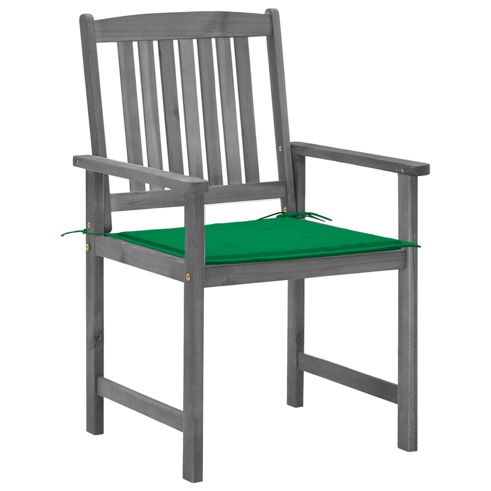 Patio Chair Set of 4 Gray Solid Acacia wood Standard Durable. Picture 3