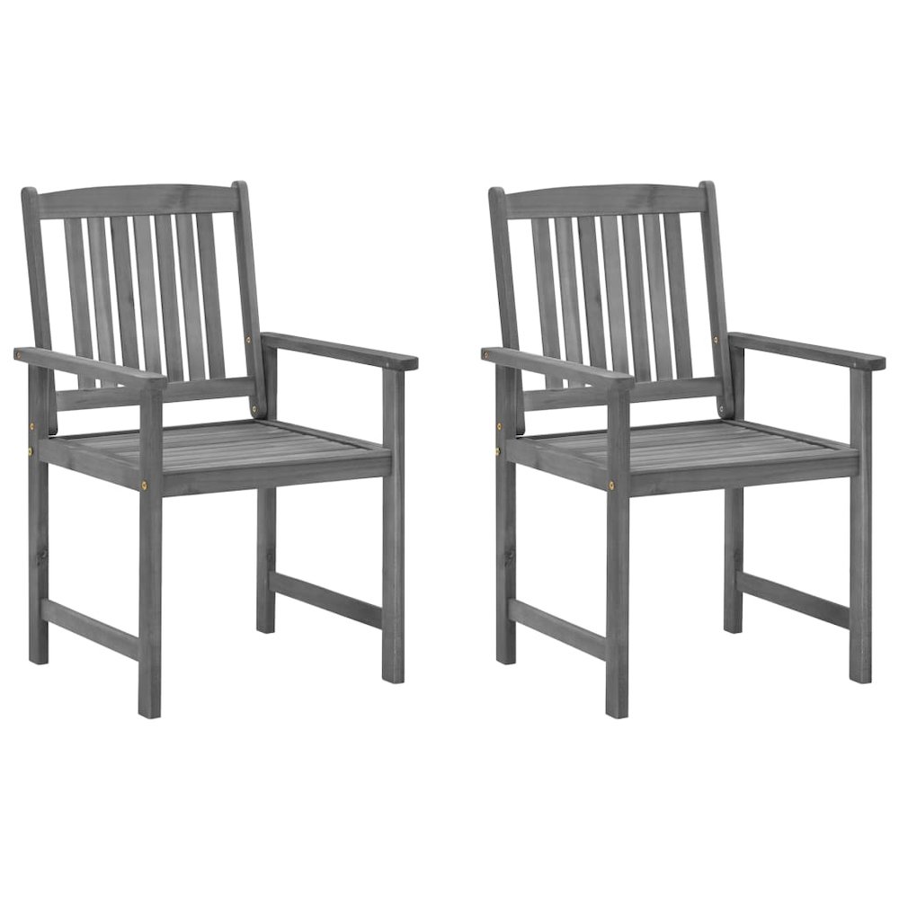 vidaXL Director's Chairs with Cushions 2 pcs Gray Solid Acacia Wood 1233. Picture 2