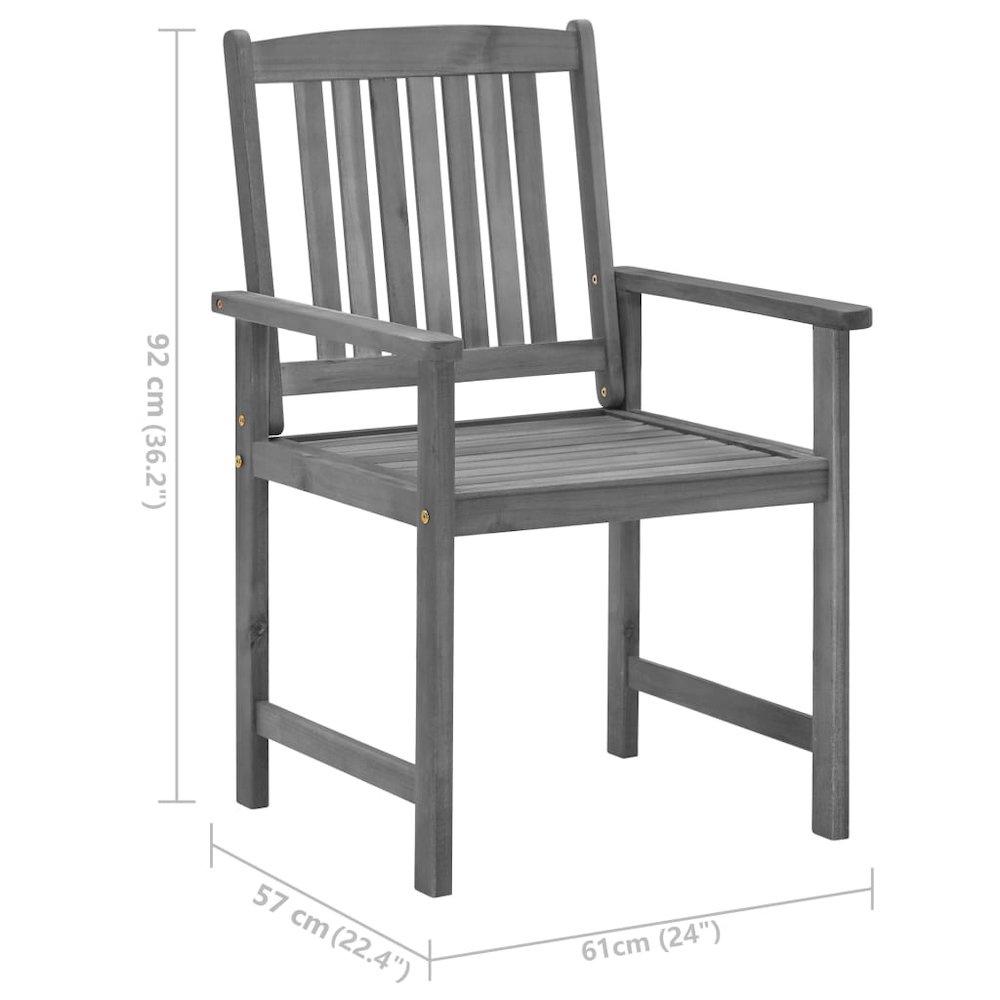 vidaXL Director's Chairs with Cushions 2 pcs Gray Solid Acacia Wood 1233. Picture 11
