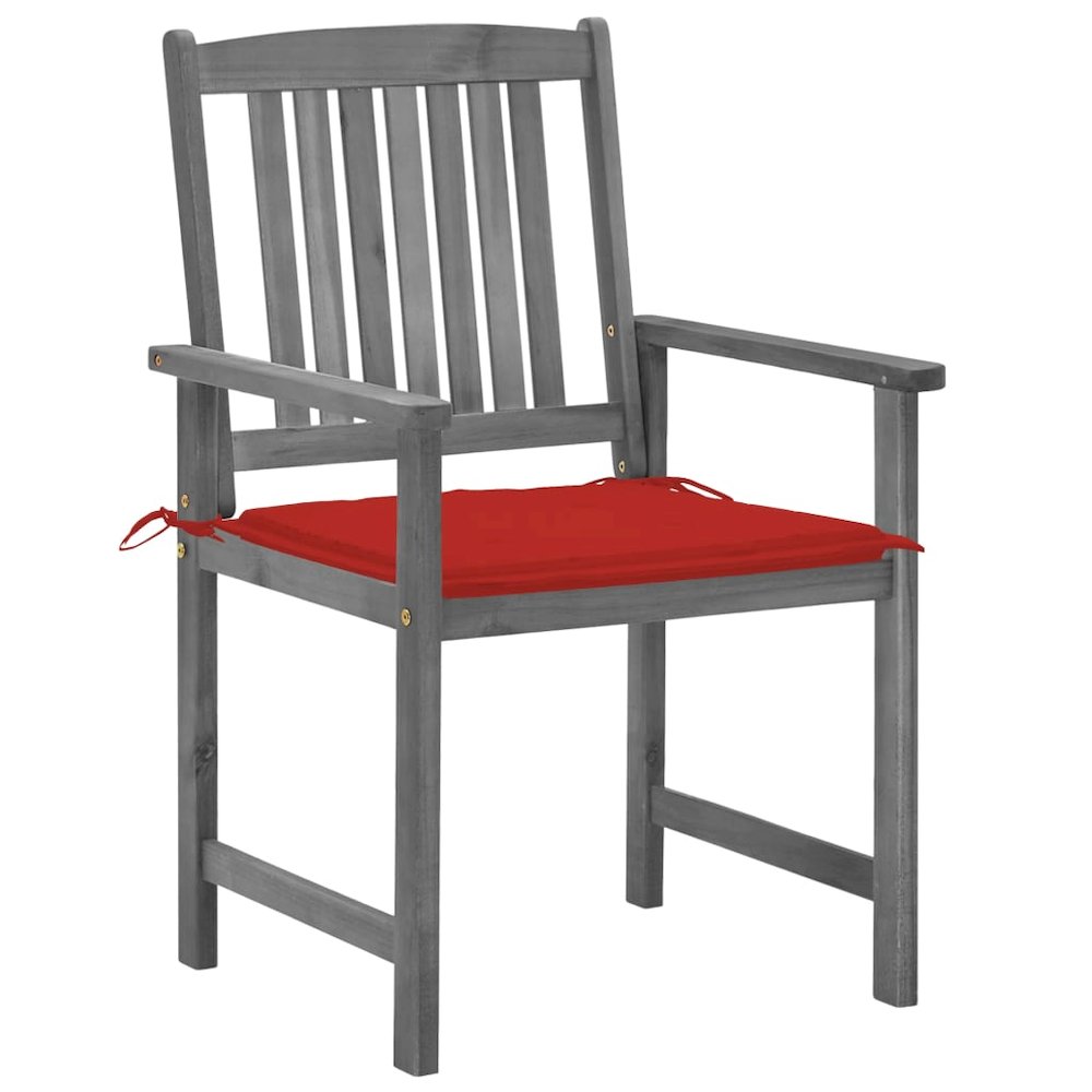 vidaXL Director's Chairs with Cushions 2 pcs Gray Solid Acacia Wood 1233. Picture 3