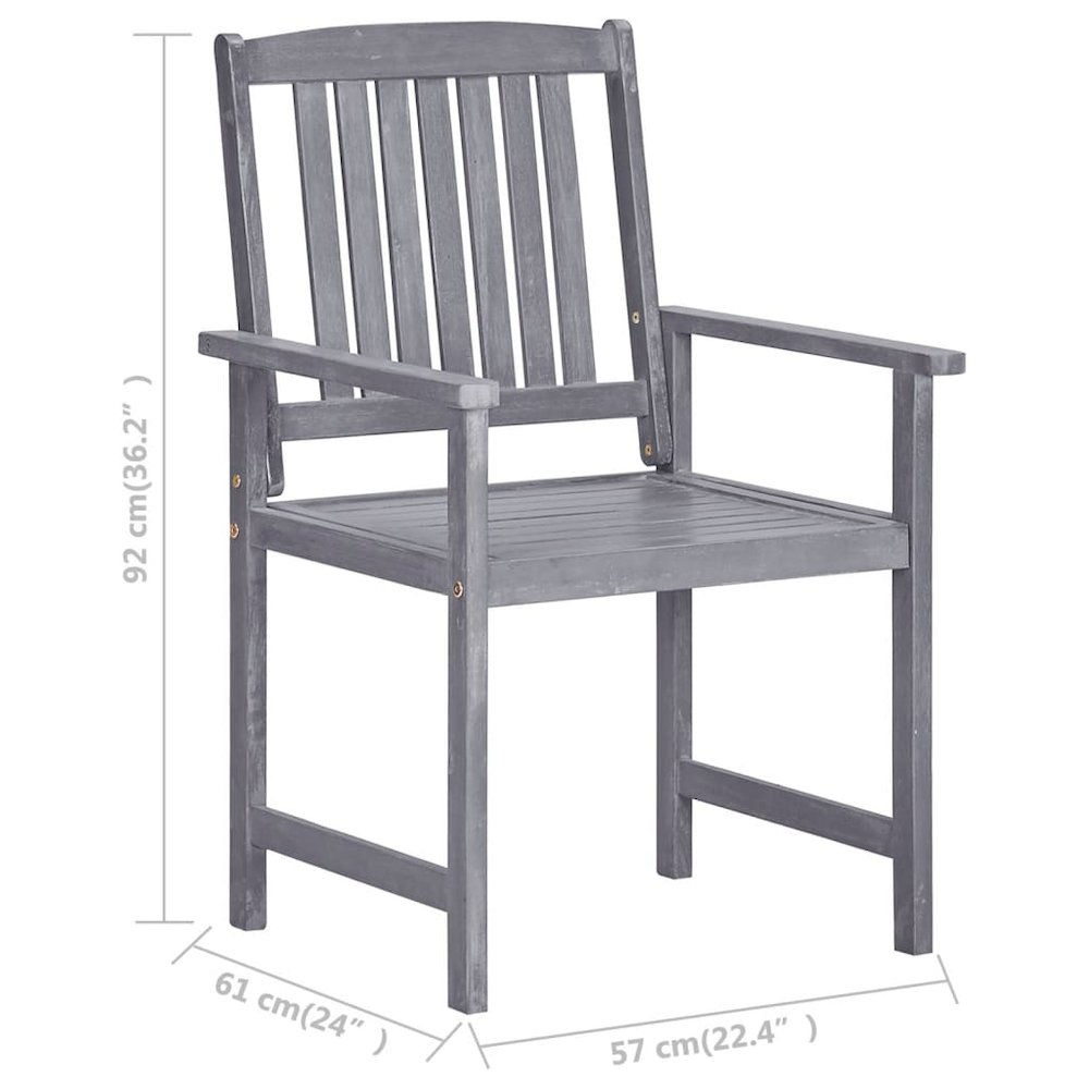 Patio Chair Set of 4 Gray Solid Acacia wood Standard. Picture 11