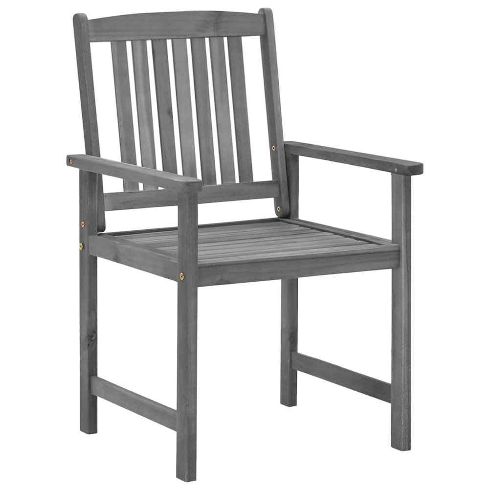 Patio Chair Set of 4 Gray Solid Acacia wood Standard. Picture 4