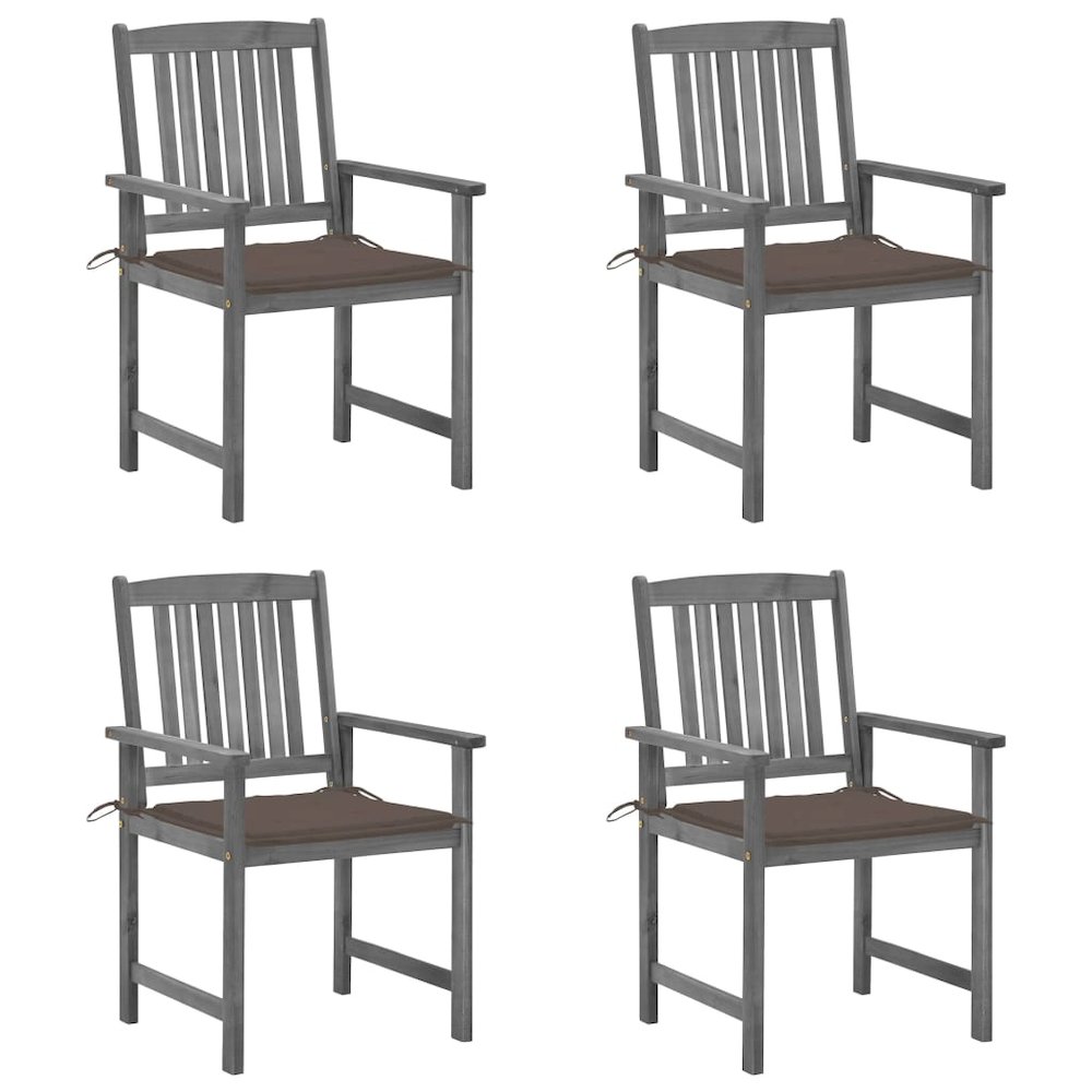 Patio Chair Set of 4 Gray Solid acacia wood with a gray wash finish. Picture 1