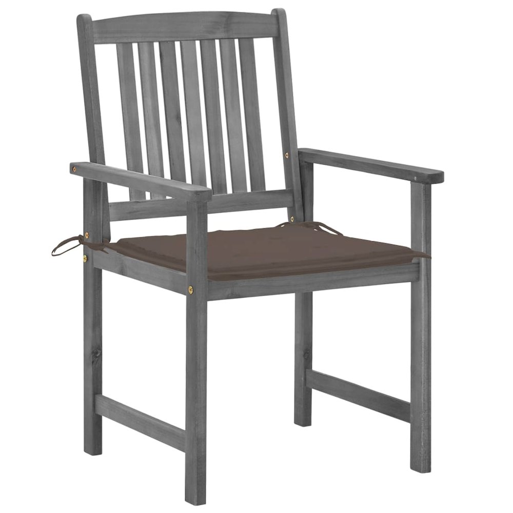 Patio Chair Set of 4 Gray Solid acacia wood with a gray wash finish. Picture 3