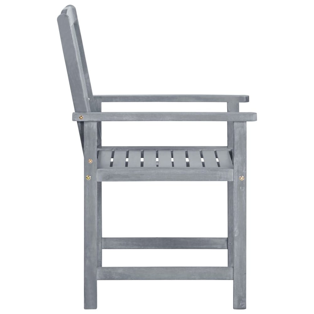 Garden Chair Set of 4 Grey Solid acacia wood, 100% polyester. Picture 5