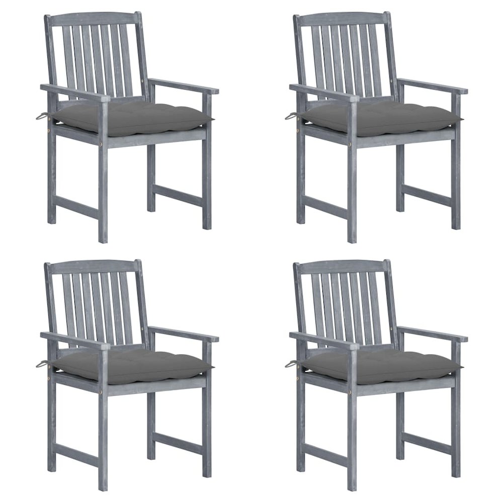 Patio Chair Set of 4 Gray with a gray wash finish. Picture 1