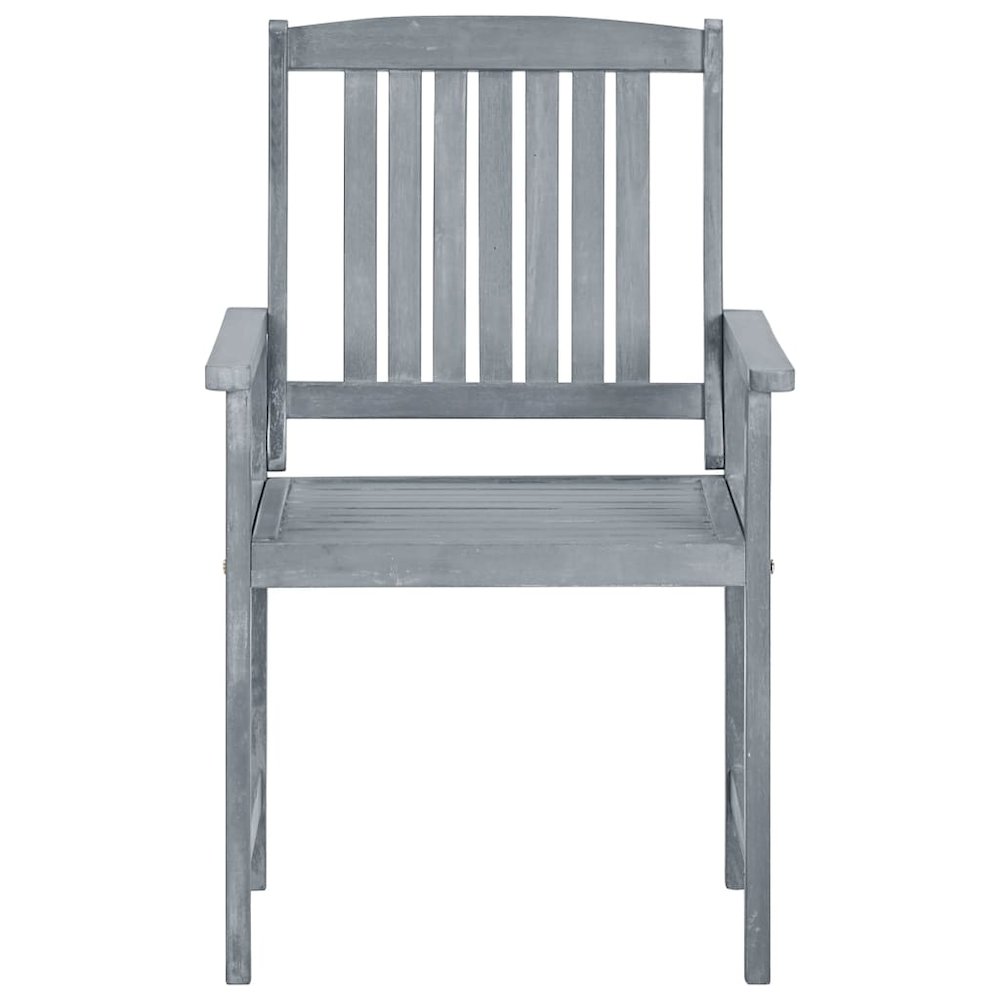 Patio Chair Set of 4 Gray with a gray wash finish. Picture 4