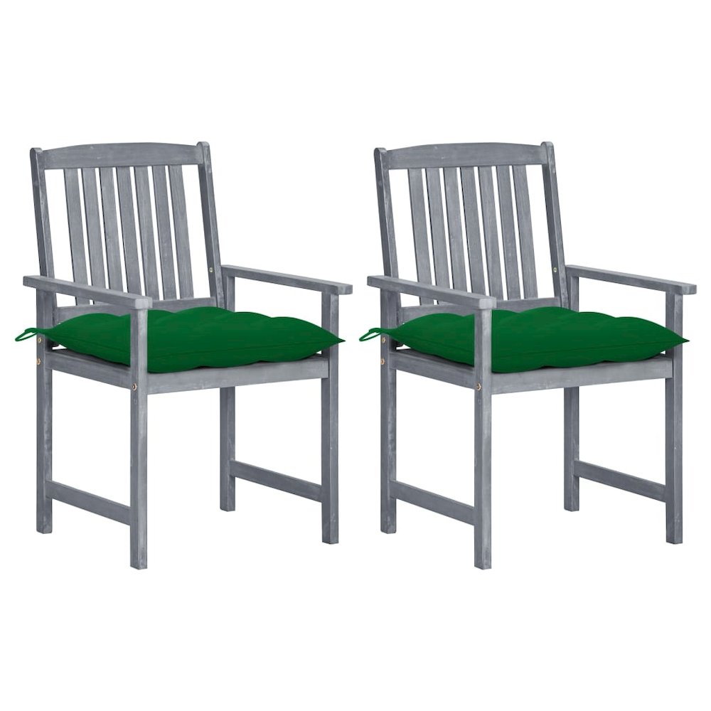Patio Chair Set of 2 Gray Solid acacia wood Standard Durable. Picture 1