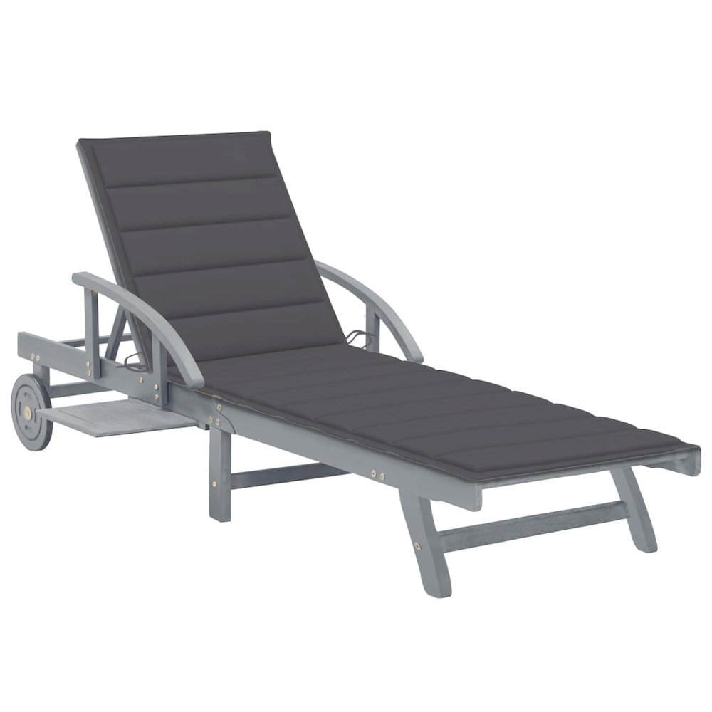 Sunlounger Gray Solid Acacia wood with gray wash finish Large. Picture 1