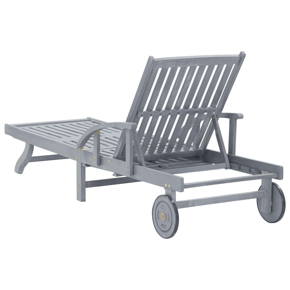 Sunlounger Gray Solid Acacia wood with gray wash finish Large. Picture 6