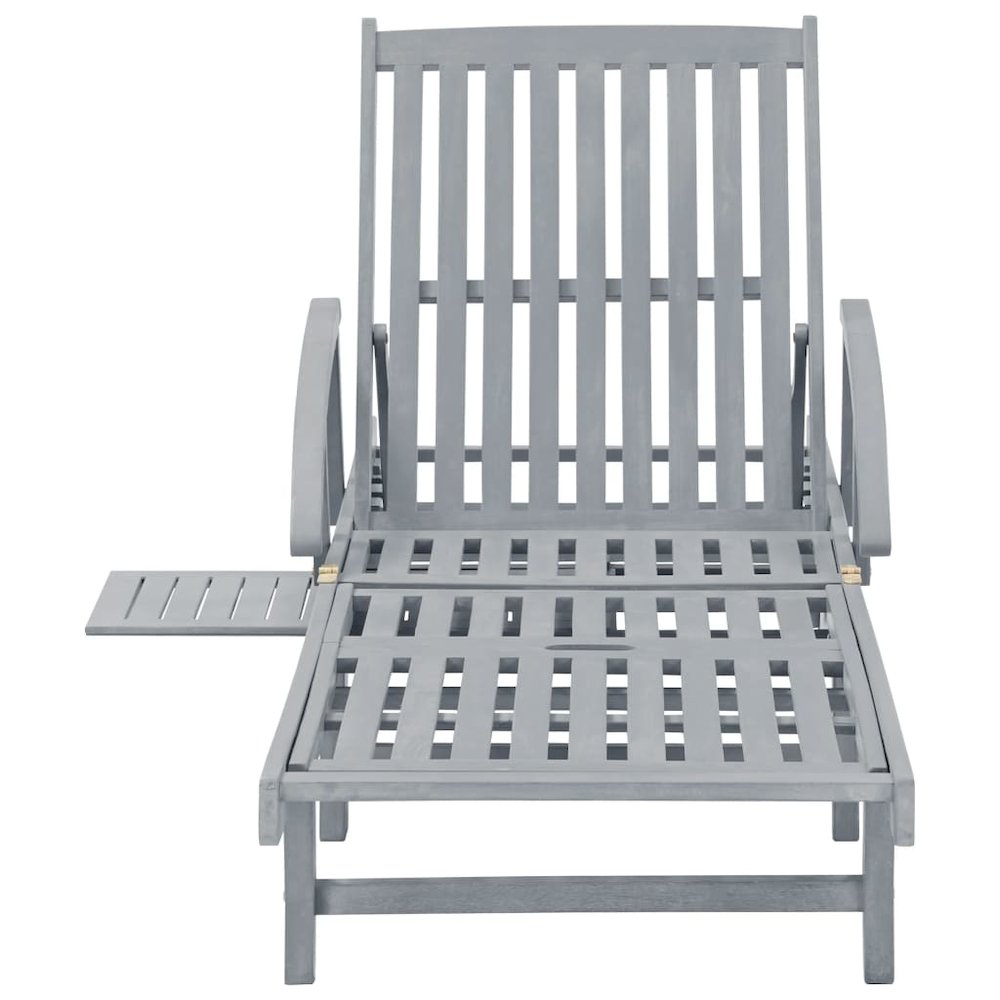 Sunlounger Gray Solid Acacia wood with gray wash finish Large. Picture 7
